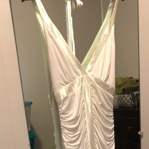 White halter tuxedo dress